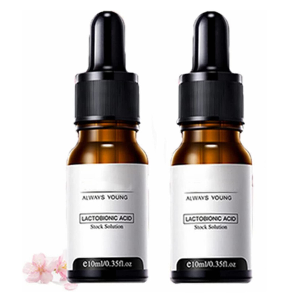 Lactobionic Acid Anti Aging Face Serum 2PCS Pore Minimizing Hydrating Wrinkle Essence