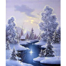 Diamond Painting Kit for Adults Snow Scene 5D Full Drill Christmas Wall Decor 32x44in