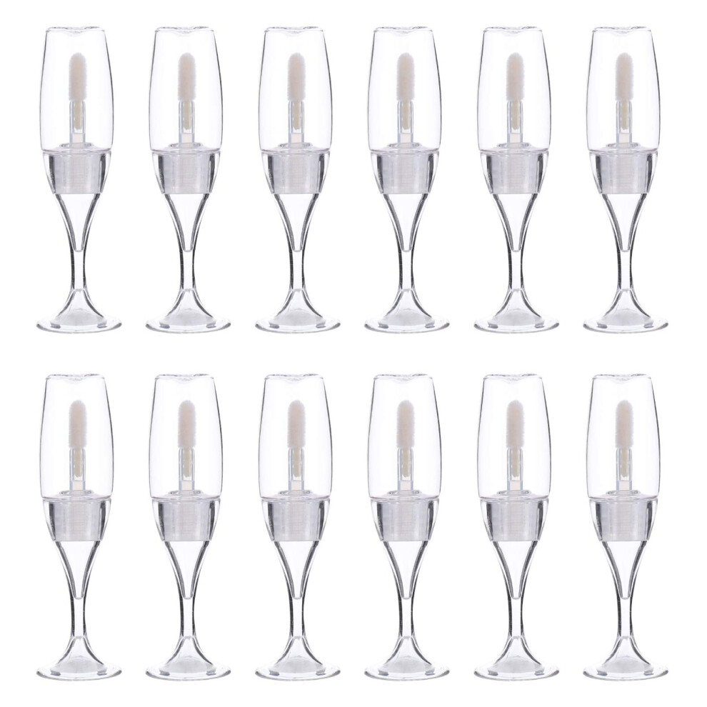 Empty Lip Gloss Tubes 12pcs Transparent Refillable Containers Mini Wine Glass Design for Travel