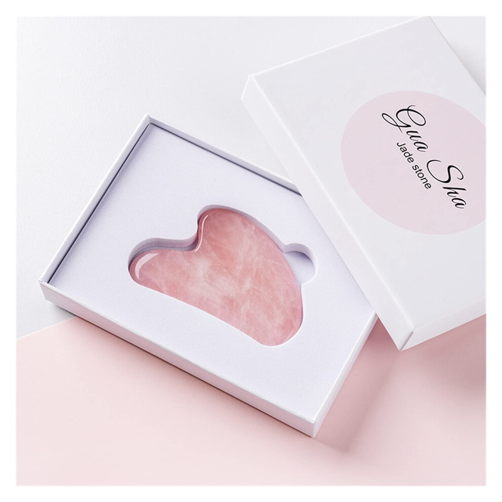 Jade Roller and Gua Sha Facial Massage Tool Set for Face and Neck Lifting, Pink Quartz