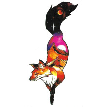 6 Sheets Waterproof Temporary Tattoos Full Arm Fox and Feather Semi Permanent Body Art for Adults and Kids