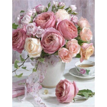 Diamond Painting Kit Pink Flower Full Drill 5D DIY Crystal Embroidery Large Wall Decor 36x48in