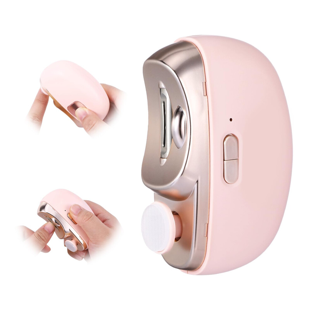 3In1 Electric Nail Clippers With Dualspeed Motor, Baby Nail Trimmer Usbc Rechargeable Pink