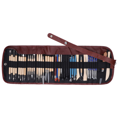 Pottery Tools Set, 44Pcs Clay Sculpting Tools Double-Sided Design Multi-Functional Modeling Tools for Ceramics and Clay Crafting, Includes Silicon 1