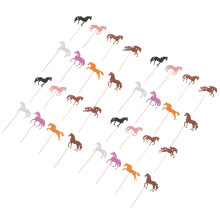 96Pcs Horse Party Cake Toppers Paper Bamboo Cake Insert Decoration Set
