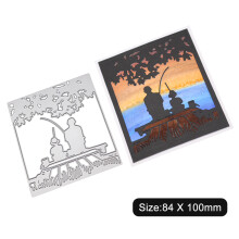 3Pcs Craft Cutting Dies Silver Carbon Steel Father Son Fishing Design