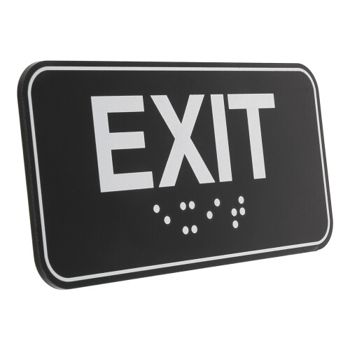 3Pcs Black Acrylic Exit Signs for Office Safety Ada Braille Compliance 2