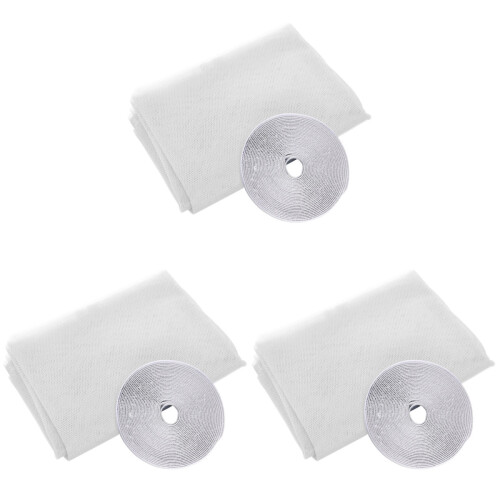 3Pcs White Thin Net Window Screen with Sticky Tape for 1