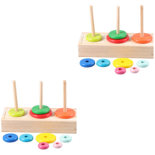 2Sets Assorted Color Wooden Ring Tower for Kids Creative Learning Play 2
