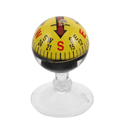 4Pcs Yellow ABS Car Compass with Suction Cup Portable Dashboard Mount 2