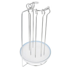 2Sets Stainless Steel and Ceramic Kitchen Skewer Stand Silver Bbq Rack