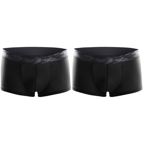 2Pcs Men Underwear Black Ice Silk Breathable Quick Dry 1