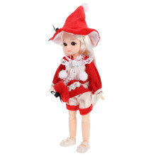 3Pcs Lovely Red Bjd Doll with Clothes Shoes Hat for Holiday Decor