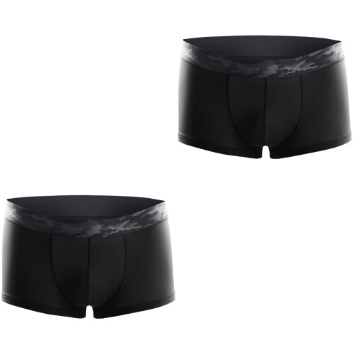 2Pcs Men Underwear Black Ice Silk Breathable Quick Dry 2