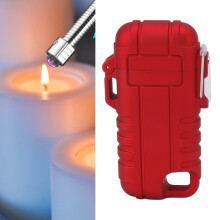 Accendino elettrico doppia scintilla ricaricabile, antifoglio, impermeabile, dimensioni 48x85x18,5 mm, colore rosso