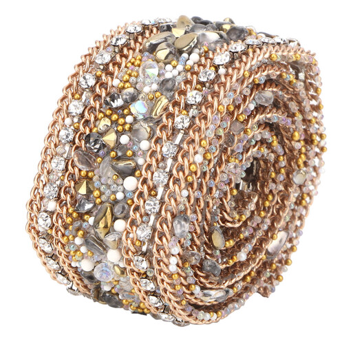 Ρολό με στρας Bling για μόδα DIY, Ζώνη με γκλίτερ για αλυσίδα, κορδέλα με κρυστάλλινα 1