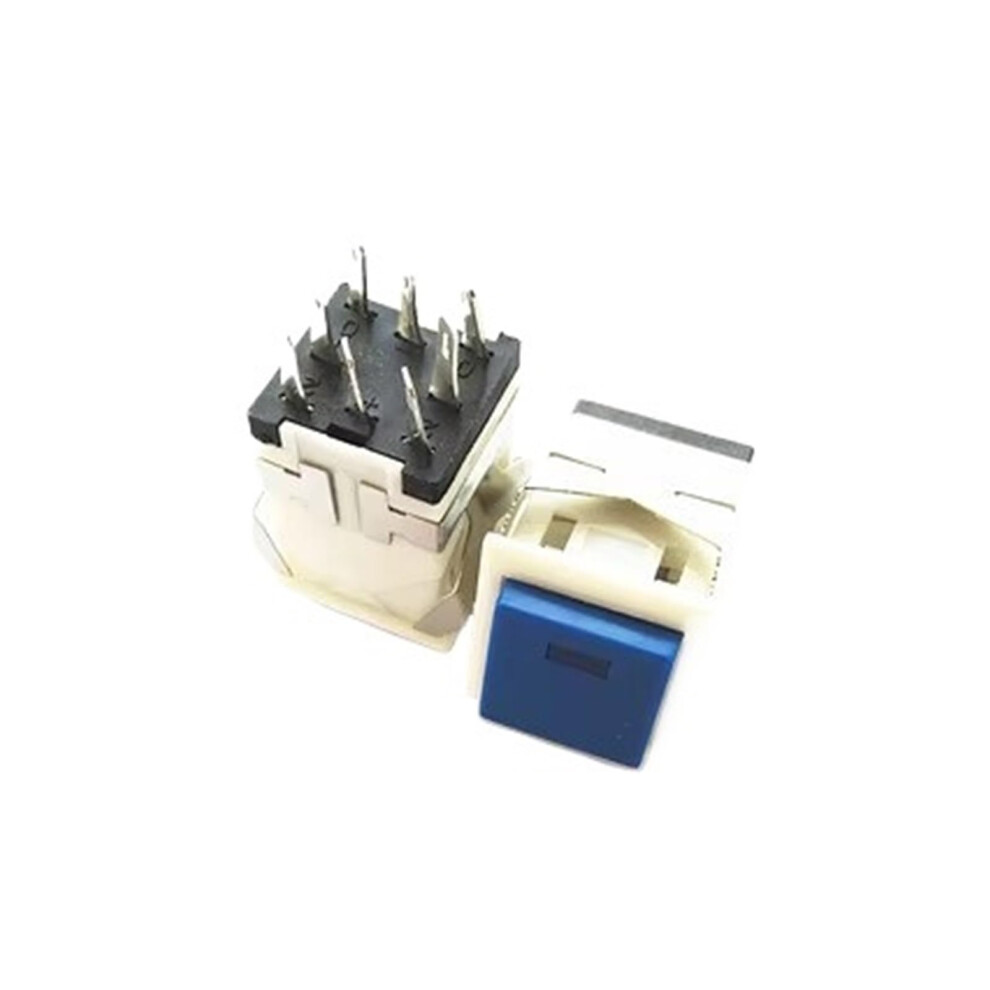 17Mm Blue Square Push Button Switch Kd222, Selfreset Illuminated, 3V, 8Pin Connection 9365369682849