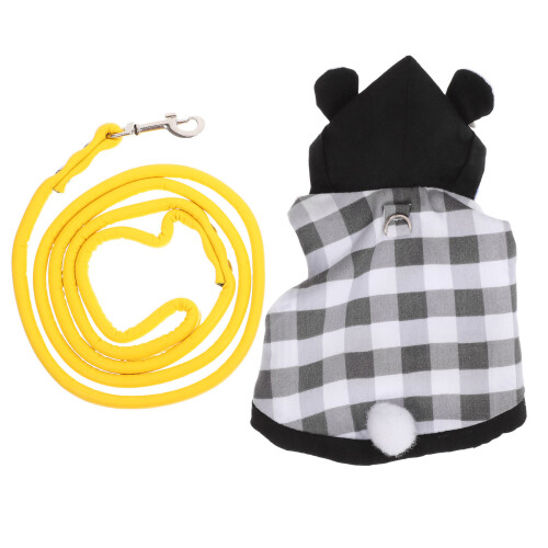 2Sets Black Small Pet Harness Bunny Clothes Kit for Rabbit Leash Use
