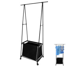 2Pcs Metal Clothes Rack with Wheels for Bedroom Coat Display