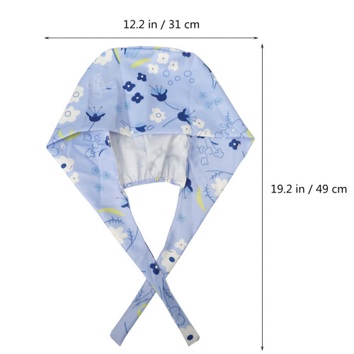 Button Printed Cotton Work Caps for Protection Blue White Floral 1