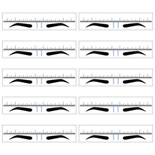 250Pcs Blue Eyebrow Positioning Ruler PVC Stencil for Perfect Makeup 1