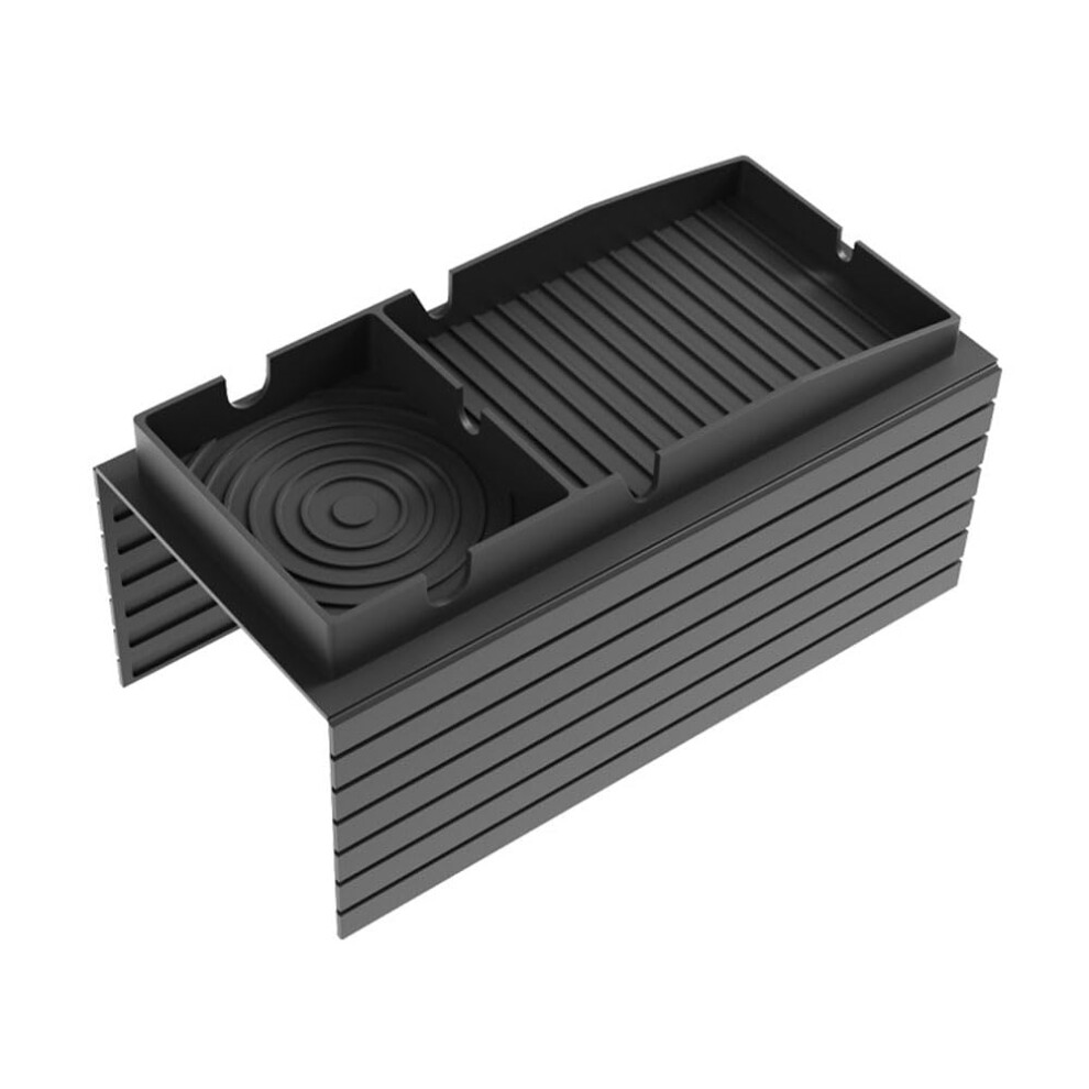 Couch Armrest Organizer With Nonslip Silicone Tray And Cup Holder For Remote, Phone, Black 9044945590463
