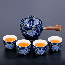 Kung Fu Tea Set Ceramic Travel Teapot and Cups Complete Brewing Set for Outdoor or Office Use