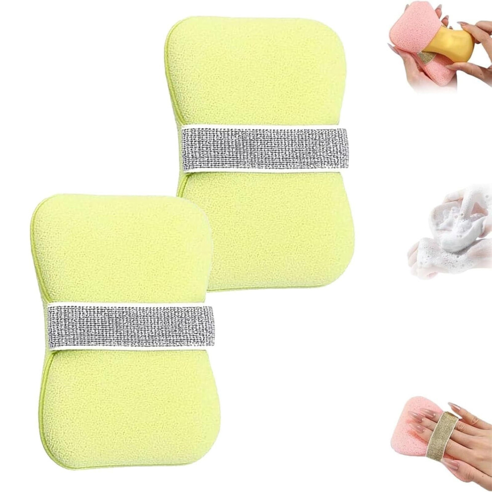DoubleSided Bath Sponge with Soap Saver Bag, Rich Lather QuickDry Mesh for Men and Women