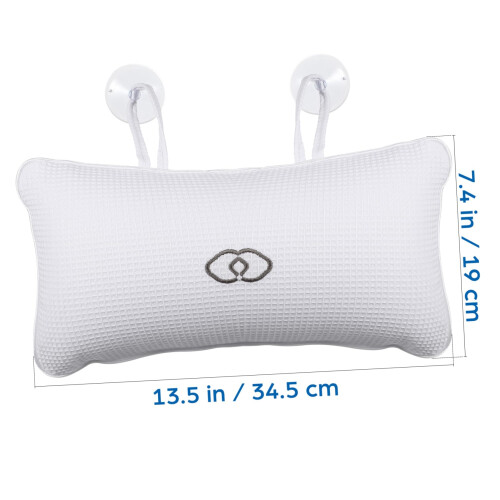 Bath Pillow with SlipResistant Suction Cups, Inflatable Spa Neck Support, Breathable Mesh, White 1