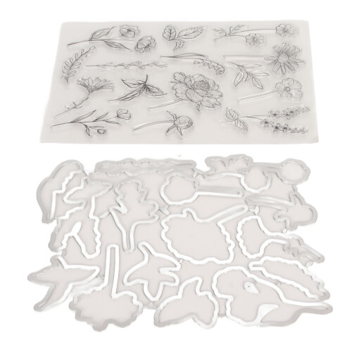 Εύχρηστες διαφανείς σφραγίδες για scrapbooking με μοτίβα λουλουδιών, διαφανείς 1