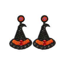 Acessórios de Halloween com tema de abóbora para mulheres, brincos pendentes com miçangas em estilo gótico, joias de Halloween com tema de "doces