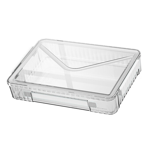 Stackable Container, Snap-Tight Latches, Plastic Storage Bin with Lid for Secure Document Storage, Clear Storage Box, Moisture-Proof Design, See-Throu 1