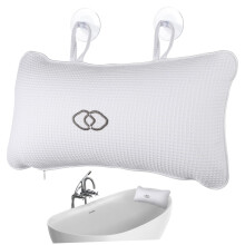 Bath Pillow with Suction Cups, Inflatable Spa Tub Cushion for Ergonomic Head and Neck Support