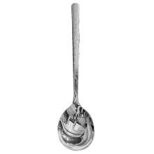 Stainless Steel Soup Spoons with Elegant Hammered Design and Long Handle for Dining and Kitchen