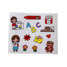 Adorable ensemble d'autocollants décoratifs au design artistique unique. Autocollants en papier aux couleurs vives pour scrapbooking, agendas,