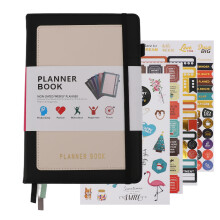 Agenda hebdomadaire non daté à utiliser à tout moment, outil de productivité avec fonction de définition d'objectifs, carnet A5 en cuir PU avec