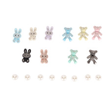 Cute Bear Stud Earrings, Animal Motif Earrings with Rhinestone Decoration, Hypoallergenic Jewelry for Sensitive Ears, Fashion Statement Earrings