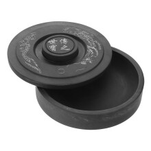 Chinese Calligraphy Ink Stone 5 Inch Traditional Inkstone with Lid for Smooth Ink Grinding and Writing
