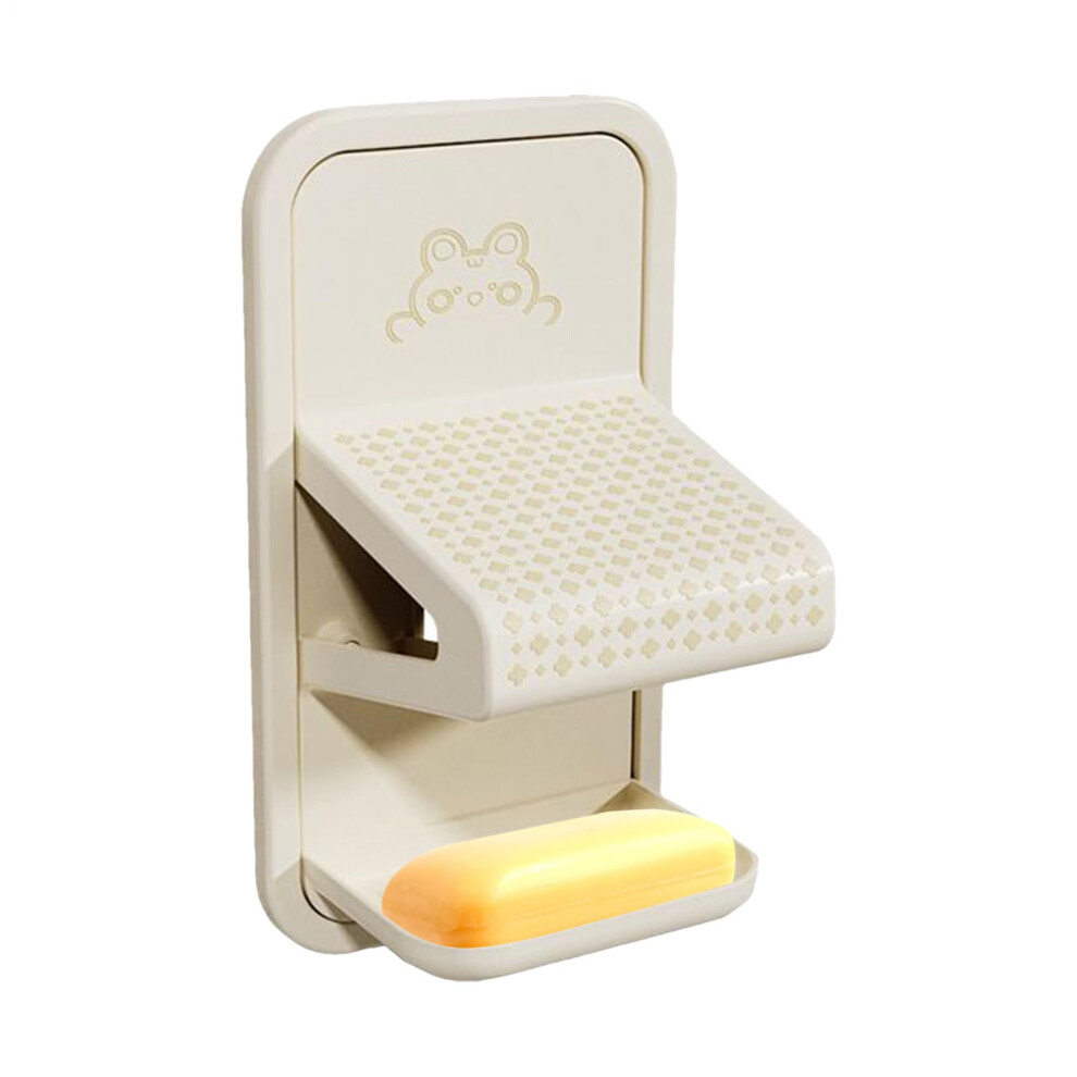 Shower Step Foot Rest for Shaving Legs with Tray, Wall Mount Stool for Bathroom and Seniors Cream