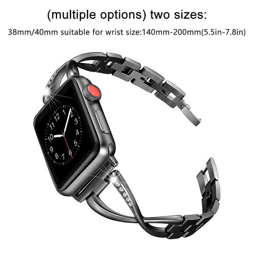 Μεταλλικό λουράκι Apple Watch συμβατό με Bling, για γυναίκες: Εύκολη ρύθμιση με 1