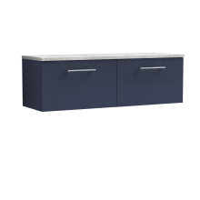 Balterley Level 1200mm Wall Hung 2 Drawer Vanity Unit & Laminate Worktop Spacious Contemporary Bathroom Storage - Midnight Blue