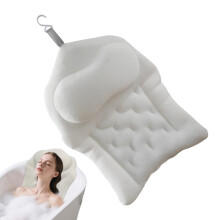 Bath Pillow with Ergonomic Neck Support, 4D Mesh Bathtub Headrest, Quick Dry and Strong Suction Cups