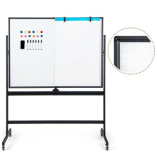 Quadro branco móvel de dupla face 126 x 53,5 x 161-181 cm altura ajustável 360 giratório