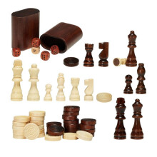 Conjunto de jogos - DUOKU - 3 em 1 - Tabuleiro de xadrez em Madeira de Sapele - 18 polegadas - Interior