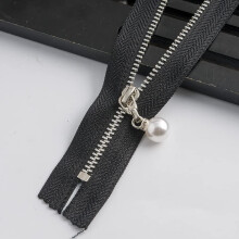 Metal Zipper with Pearl Finish Close End for Sewing Jackets Bags Clothes 30cm Black 2pcs