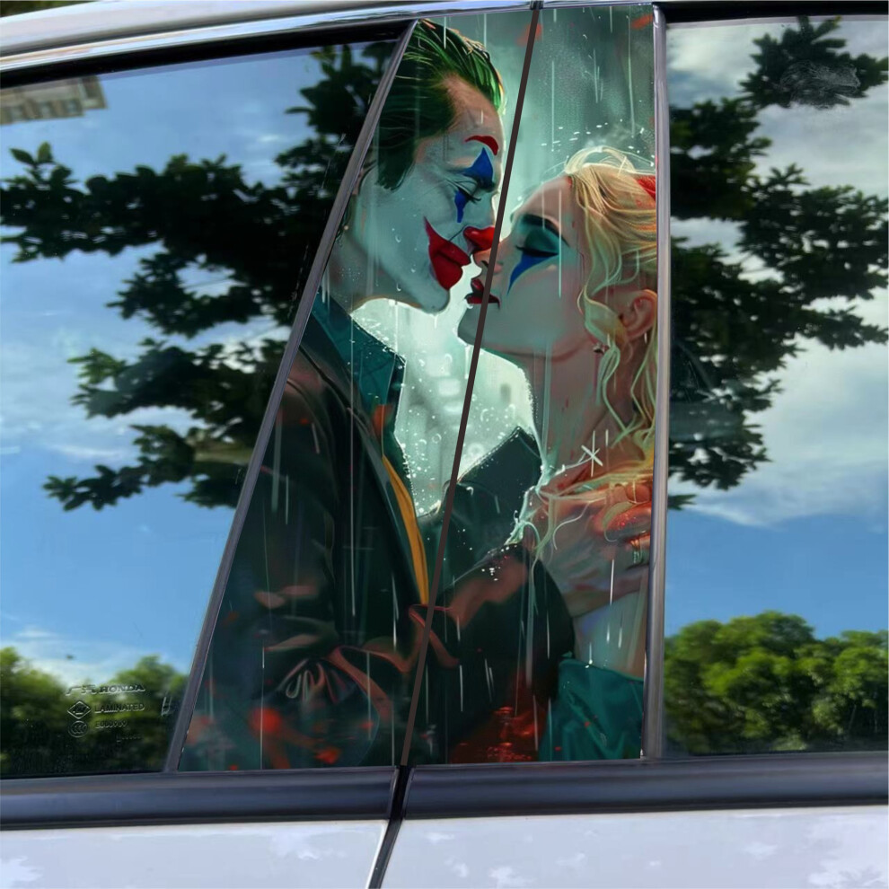 (Xc01) 1Pair Car Center Pillar Sticker Car Door Pillar Decals Wolf Engulfed In Sticker Black 4069369312113