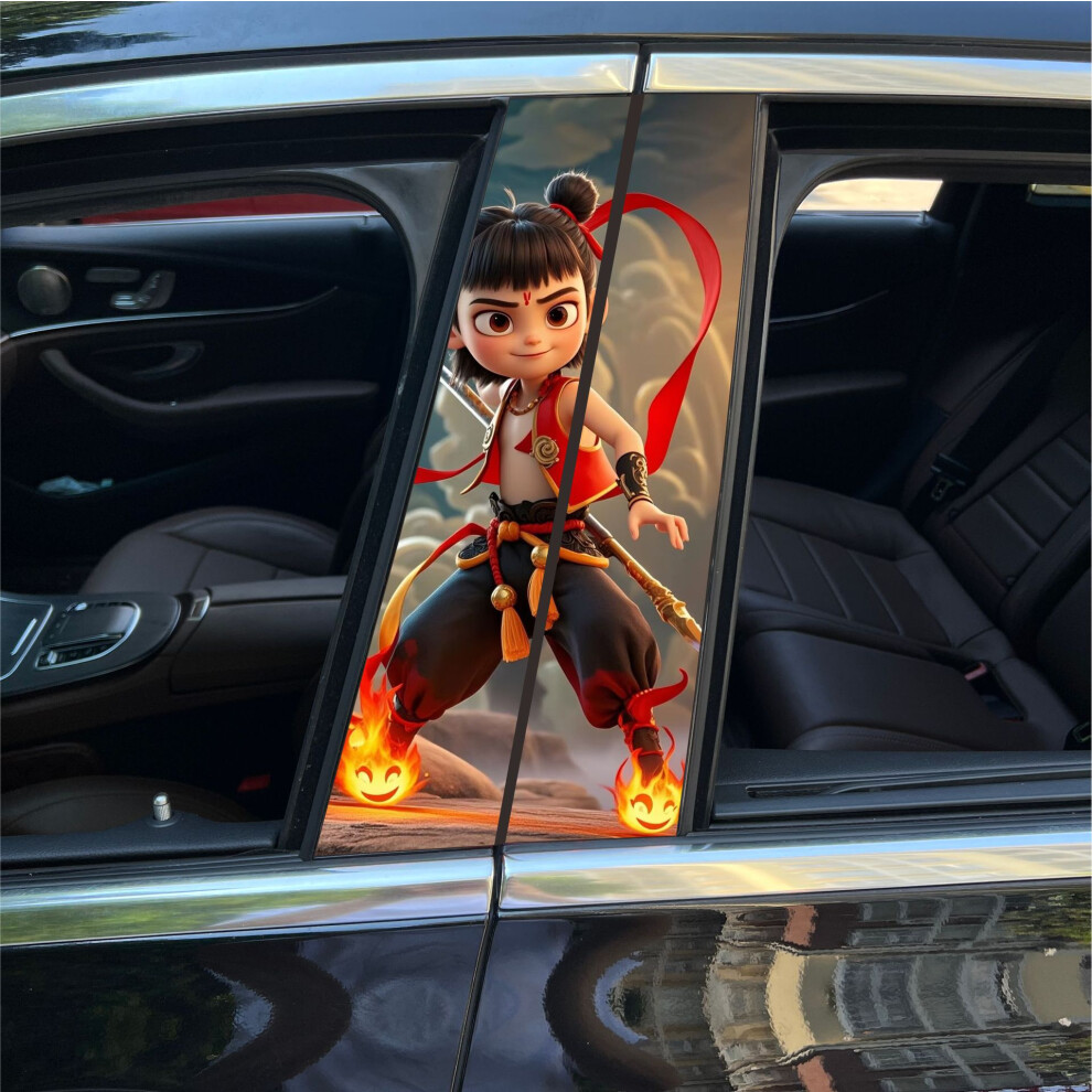 Photos - Other Electrical Equipment  1Pair Car Center Pillar Sticker Car Door Pillar Decals Black Wolf Engulfed In Sticker(Nezha 1)