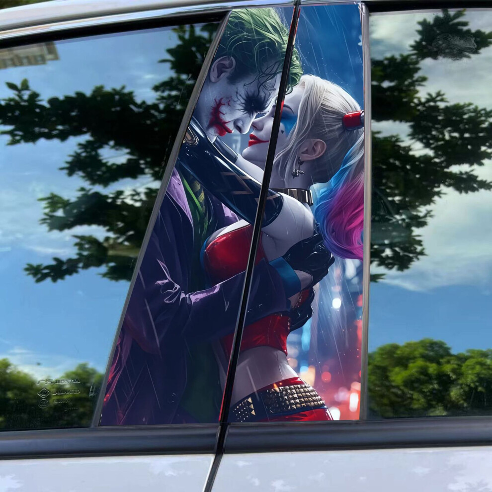 (Xc08) 1Pair Car Center Pillar Sticker Car Door Pillar Decals Wolf Engulfed In Sticker Black 4069369312182