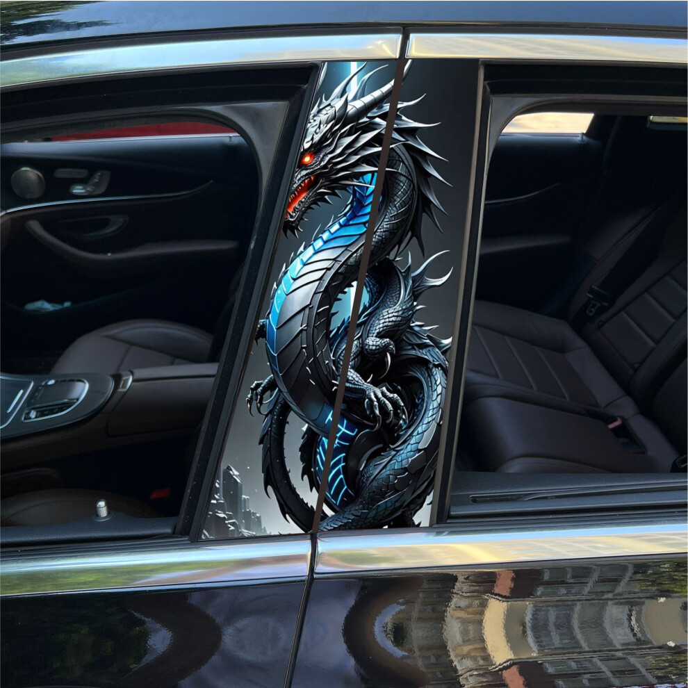 (Xk05) Car Center Pillar Sticker Car Door Pillar Decals Wolf Engulfed In Sticker Black 4069369307096