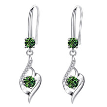 Drop Earrings for Women, Birthstone Inspired Dangle Earrings with Green Cubic Zirconia, Sterling Silver Finish Earrings, Hypoallergenic Dainty Design